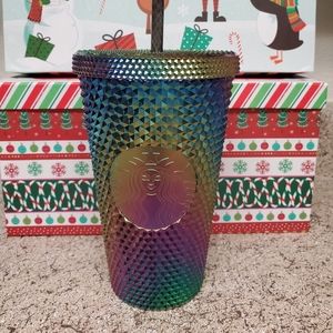 Starbucks Metallic Oil Slick Rainbow Bling Grande Studded Tumbler. NWT 1…